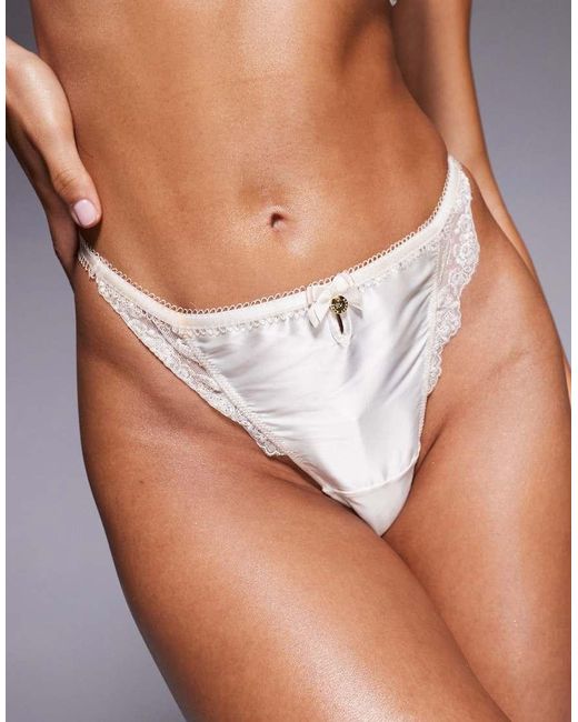 Boux Avenue Natural Clover Embroidered Trim Tanga Thong