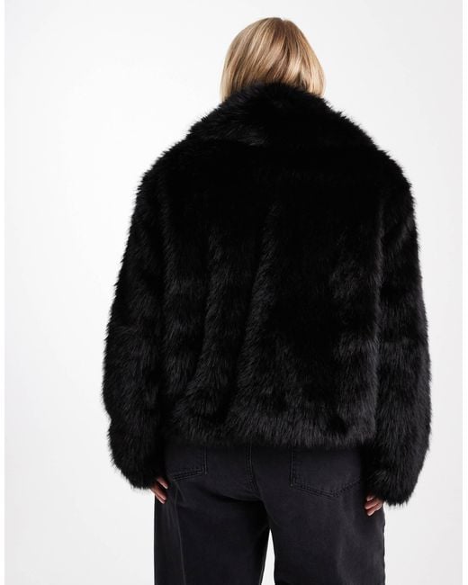 ASOS Black Asos Design Curve Shawl Collar Faux Fur Jacket