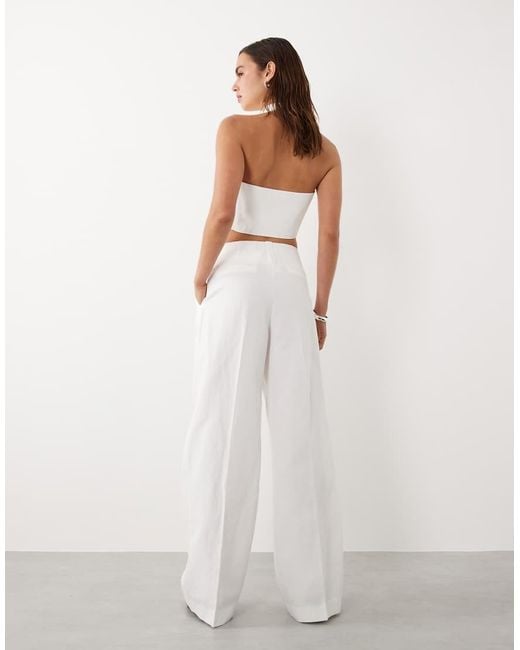 Mango White Starring Hailey Bieber Pleat Front Tailored Straight Trouser Co-Ord