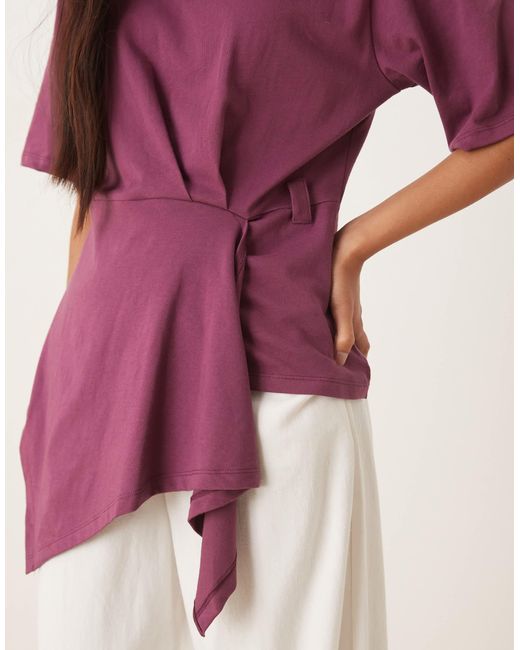 ASOS Purple Cinched Draped Tee
