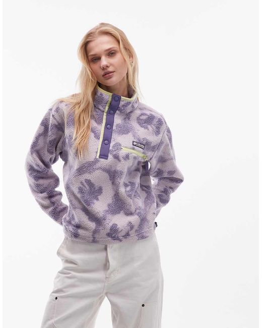 Columbia Purple Helvetia Ii Printed Cropped Half Snap Fleece