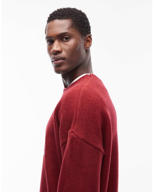 ASOS – oversize-strickpullover in Red für Herren