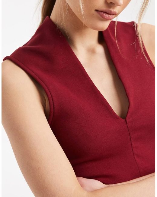 ASOS Red Compact Cotton Plunge Top