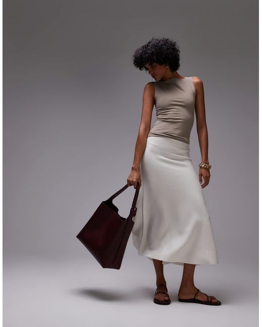 Mango Brown Sleeveless Polyamide Top