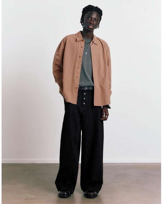 Pull&Bear White Laser Print baggy Jeans for men