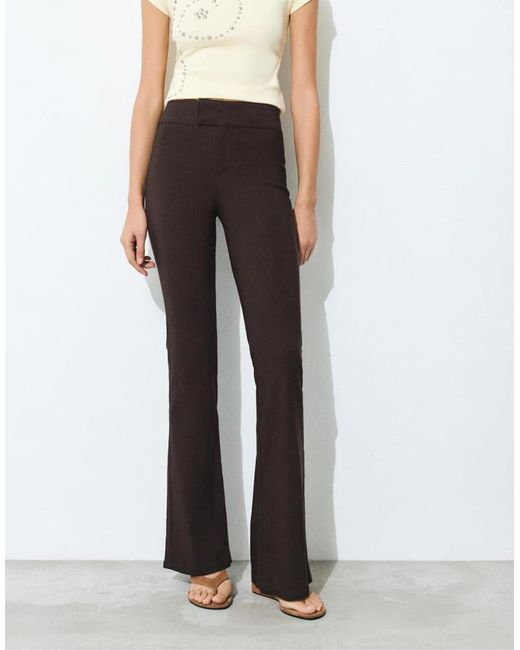 Pull&Bear Gray Mid-waist Flared Trousers