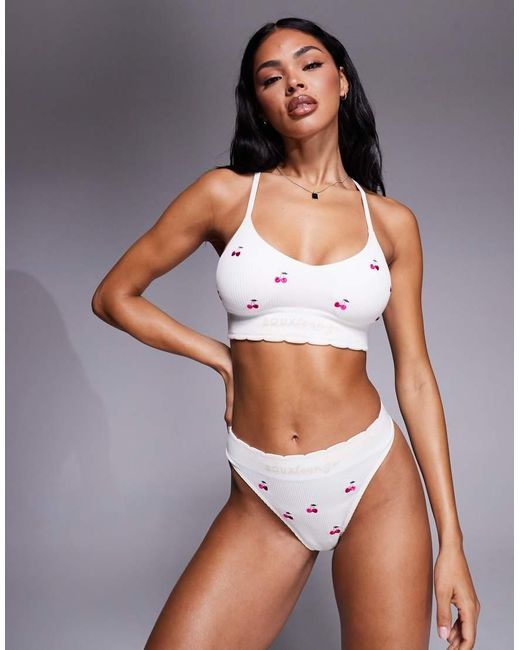Boux Avenue Natural Cherry Embroidered Lingerie Thong