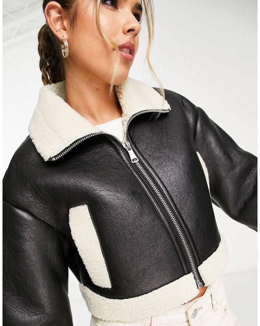 Pull&Bear Black Cropped Aviator