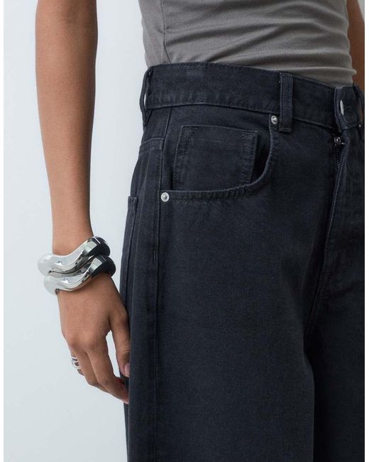 ASOS Blue High Waisted Barrel Leg Jeans