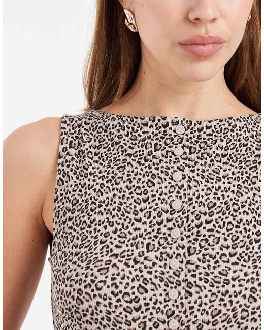 New Look Gray Boat Neck Button Through Tank Top