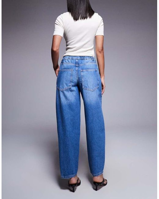 River Island Jeans Met Wijde Ronde Pijpen En Elastische Taille in het Blue