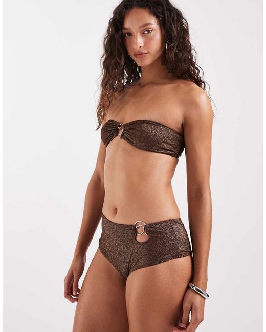 Motel Black Co-Ord Avi Spiral Bead High Waisted Bikini Bottoms