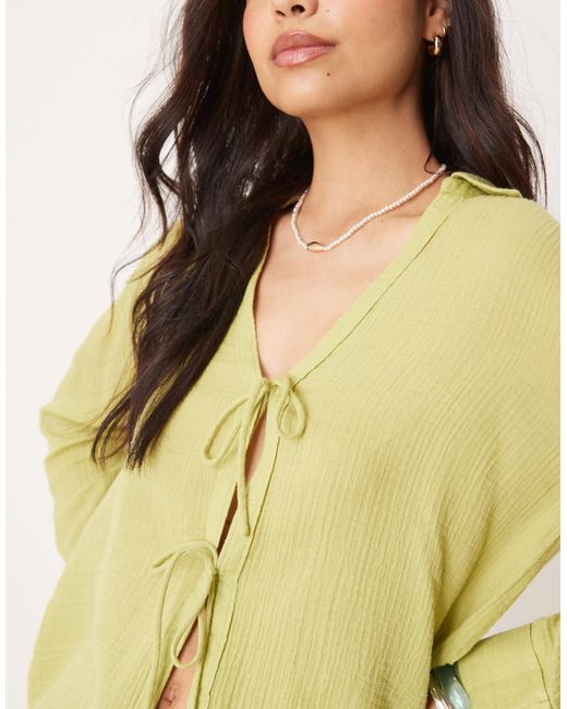 Abercrombie & Fitch Yellow – strukturiertes, locker geschnittenes strandhemd