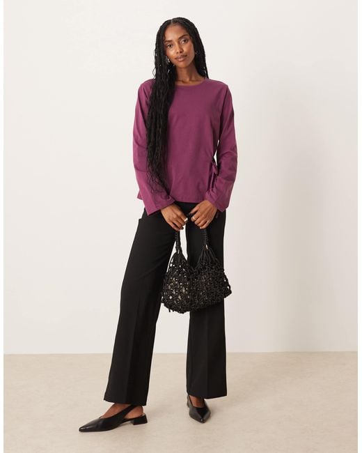ASOS Purple Cinched Tie Side Long Sleeve Top