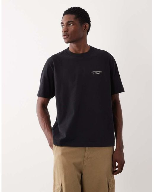 Abercrombie & Fitch Black City List Premium Heavyweight T-Shirt for men