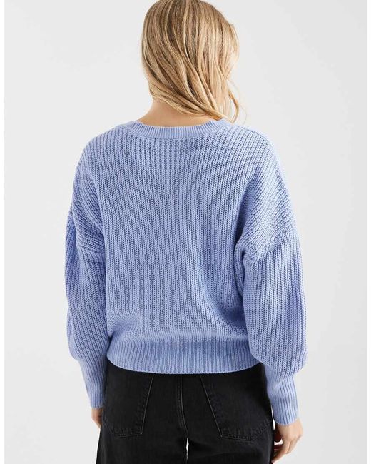 Vero Moda Blue Button Through Chunky Rib Cardigan