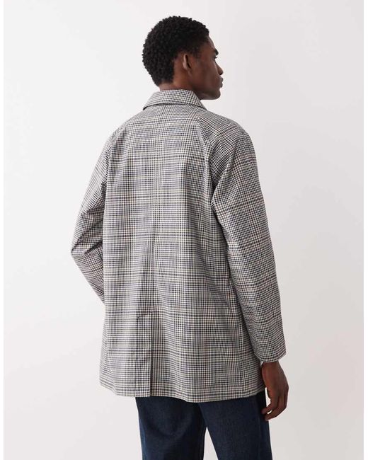 Barbour Gray Rokig Heritage Check Waterproof Mac Jacket for men