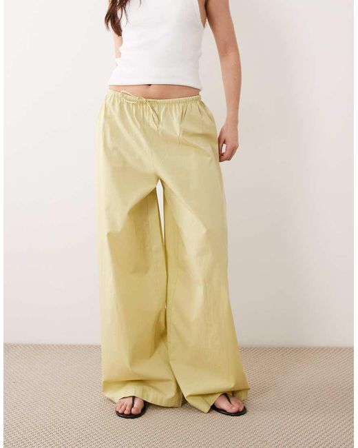 Wednesday's Girl Natural Wednesdays Girl Tie Detail Wide Leg Trouser
