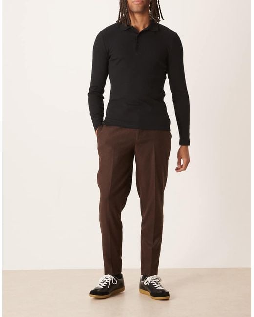 ASOS Black Tapered Wool Blend Dress Pants for men
