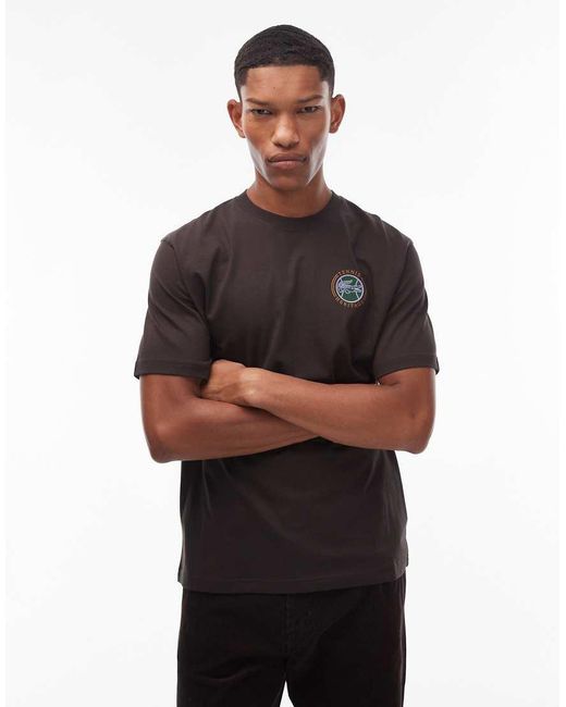 Camiseta Marrón Con Logo Estampado En La Espalda De Lacoste de hombre de color Brown