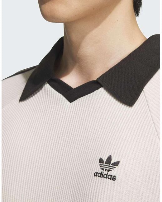 Adidas Originals Poloshort Met Wafeltextuur En Korte Mouwen in het Natural voor heren