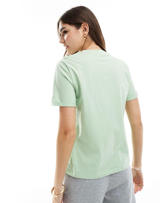 Pieces Green Cotton T-shirt With Fold Up Detail