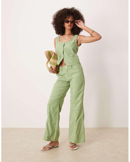 Motel Green Ganita Linen Top Co-Ord