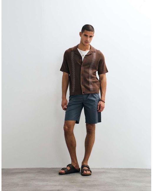 Only & Sons Brown Boxy Fit Knit Shirt for men
