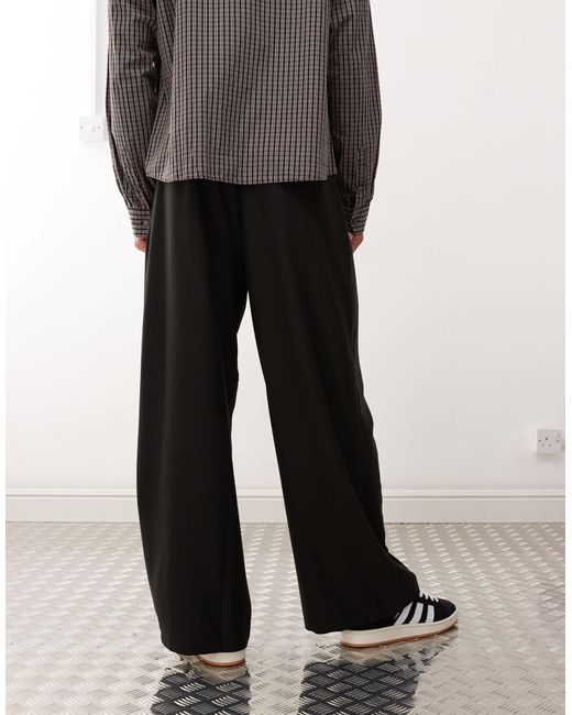 Collusion Black Smart Wide Leg Trouser for men