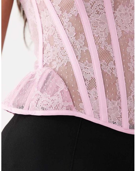 Bardot Pink Cristo Premium Strapless Sculpting Lace Bustier Corset Top