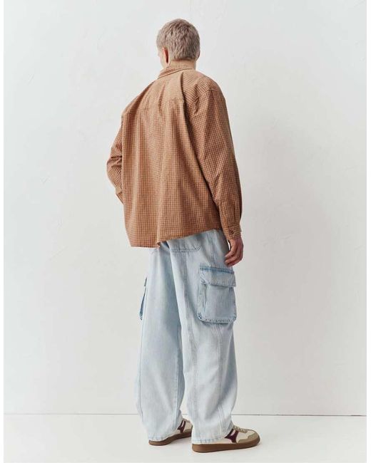 Pull&Bear White Baggy Cargo Jeans for men