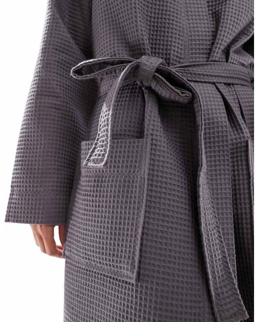 Loungeable Gray Cotton Waffle Robe
