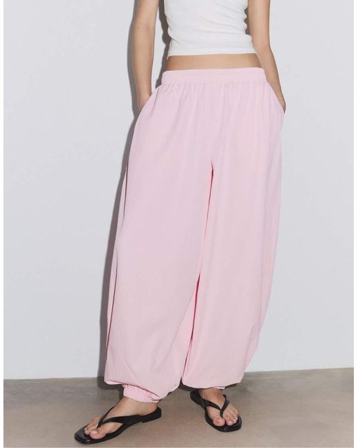 Stradivarius Pink Technical Balloon Parachute Trousers