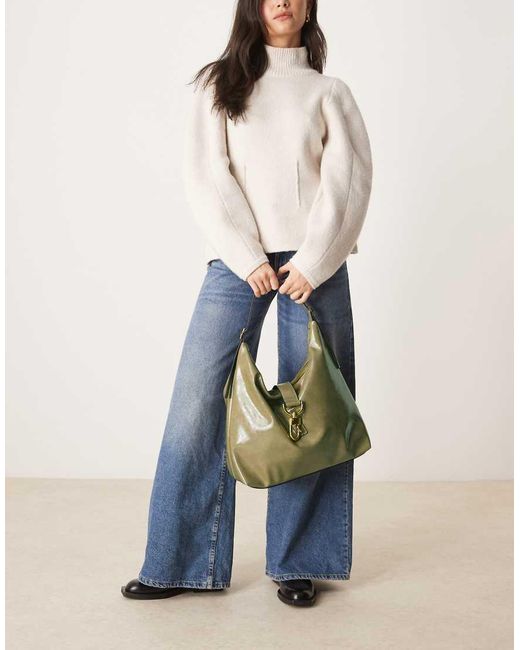 ASOS Soepele Tote Tas Met Statement-Gesp in het Natural