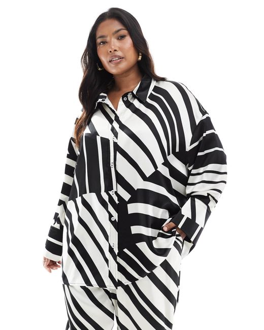 4th & Reckless White – gemusterte satin-hemdbluse