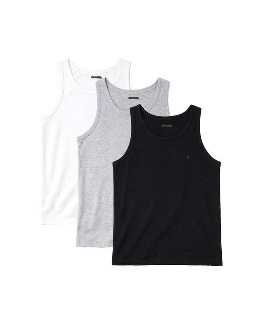 French Connection Black 3 Pack Cotton Round Neck Racer Vest for men