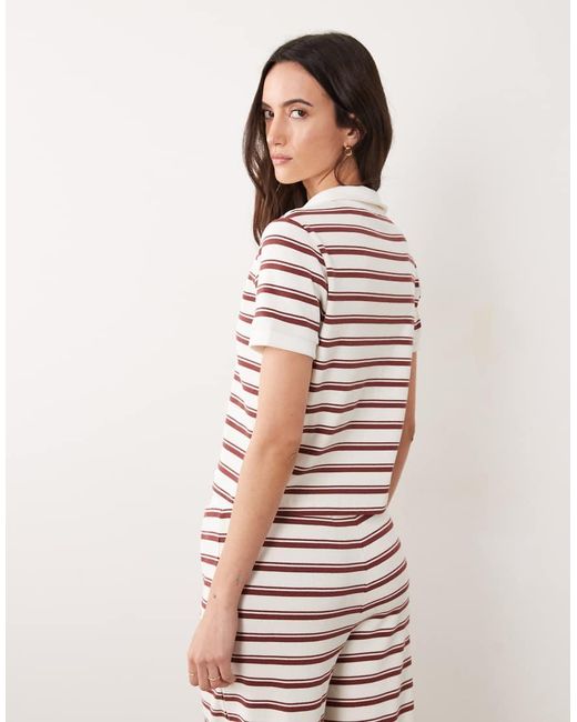 4th & Reckless Ribbed Logo Front Collared Polo Top Co-ord