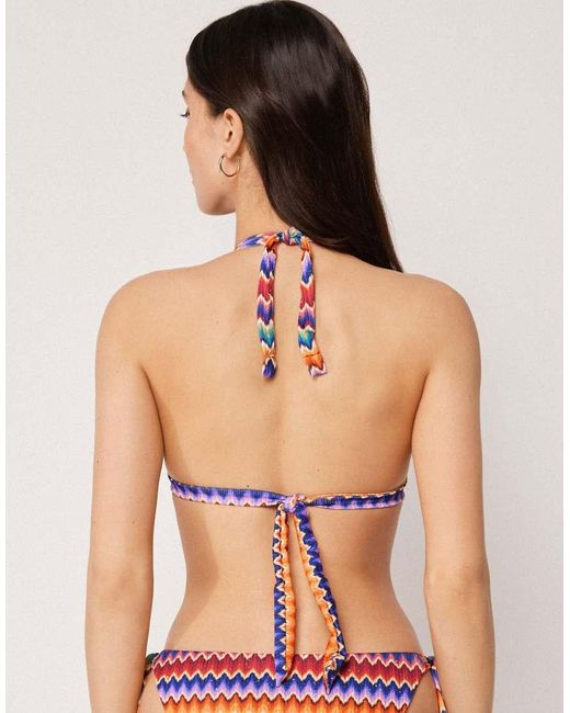 Calzedonia Red Vibrant Chevron Halter Neck Bikini