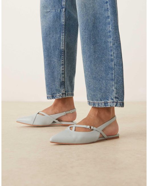 ASOS Blue Lantern Pointed Strappy Flat Slingbacks
