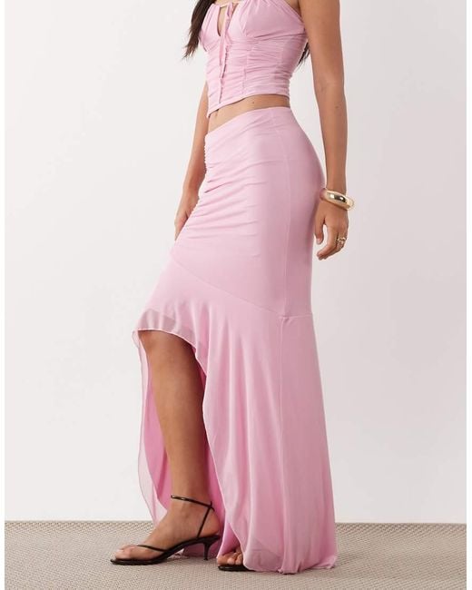 ASOS Pink Mesh Asymmetrical Skirt