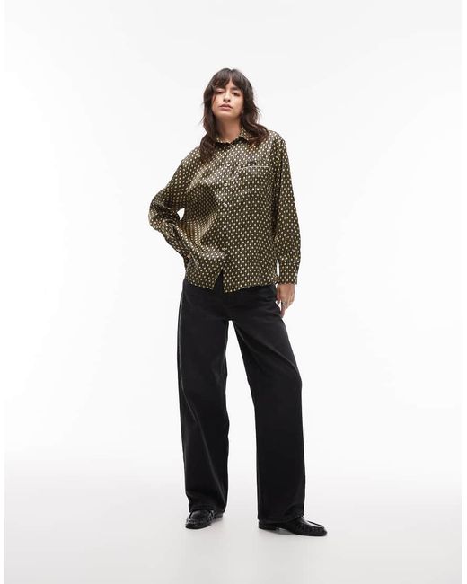 Lacoste Brown Satin Print Shirt