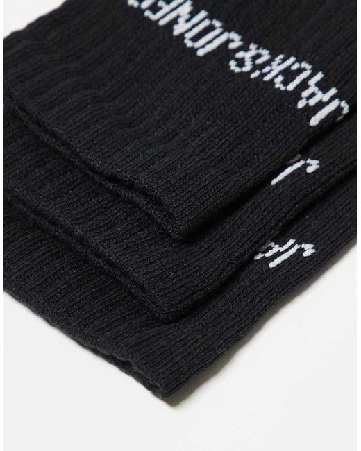 Jack & Jones Black 9 Pack Ribbed Logo Socks for men