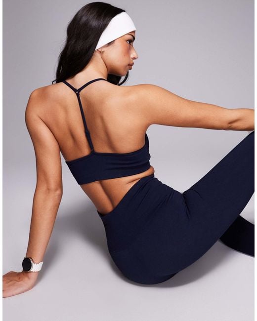 4505 Blue Seamless Baby Rib Light Support Sports Bra