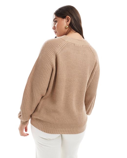 Pull ras Threadbare Plus en coloris Natural