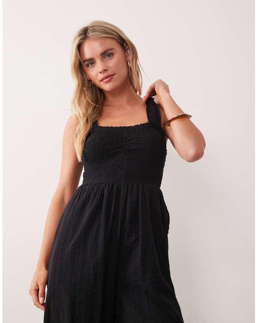 Nobody's Child Petite Black Helena Cotton Wide Leg Jumpsuit