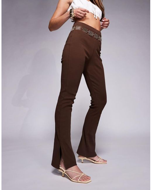 Pantalones De Campana Marrón Con Abertura En El Bajo De Canalé De ASOS de color Brown