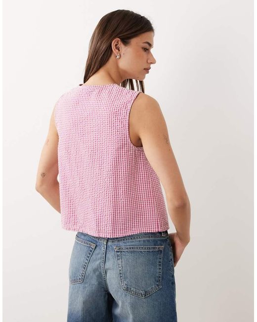 Nobody's Child Red Tessa Cotton Rich Sleeveless V-neck Bow Detail Top