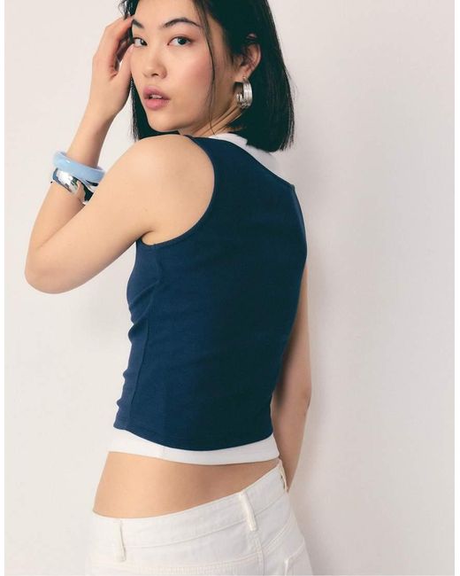 Stradivarius Blue Double Layer T-shirt