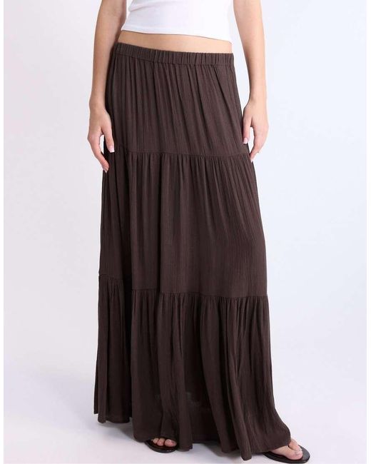 Stradivarius Boho Midi Rok in het Brown