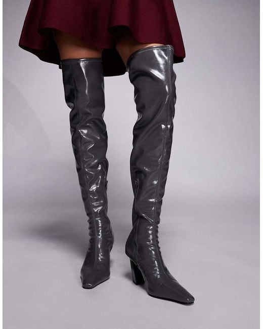 ASOS Black Keeper Chisel Toe Over The Knee Boots